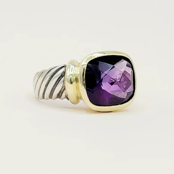 David Yurman Large Noblesse Ring Amethyst Ring Sz 8.5 - Picture 2 of 11